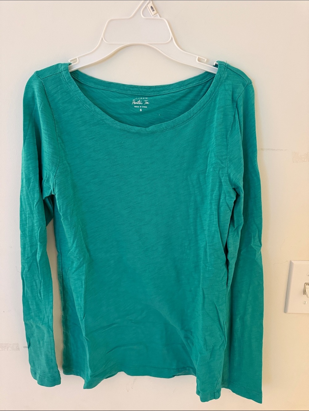 J. Crew Painter Tee Teal Green Long-Sleeve Scoop Neck Top